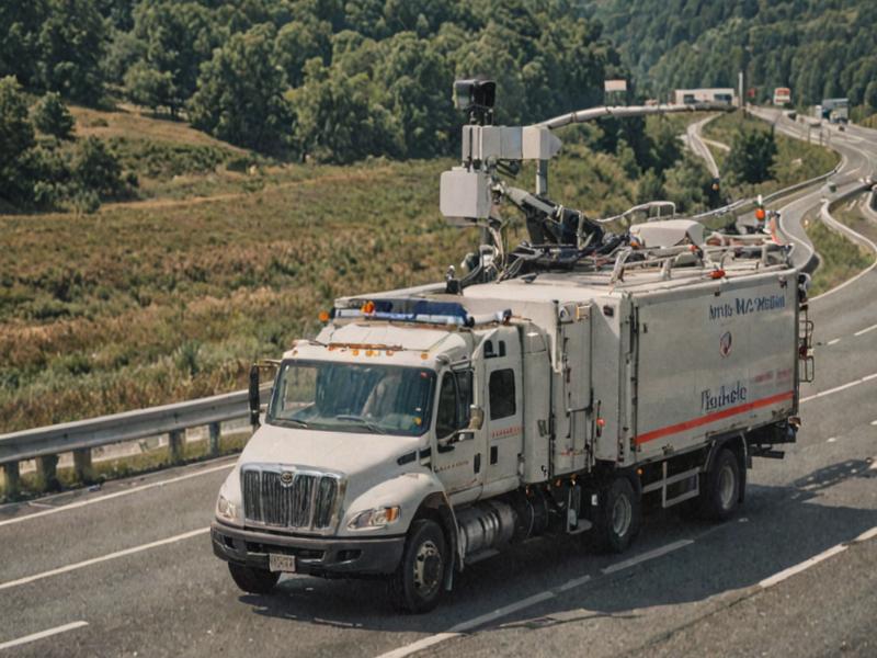 Mobile service truck on highway